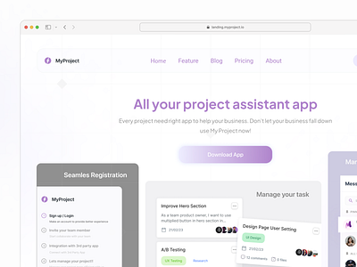 MyProject - Streamline Task & Team Management App confluence design interface jira landing landing page landing page ui landingpage product service startup task management ui uiuxdesign ux web web design webdesign website website design