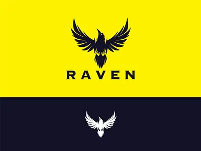 Raven Logo agency alcon logo america bird black eagle branding company flight fly flying freedom graphic design outdoor raven vector wing wing logo wings