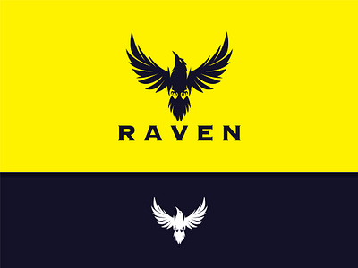 Raven Logo agency alcon logo america bird black eagle branding company flight fly flying freedom graphic design outdoor raven vector wing wing logo wings