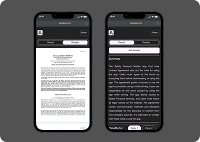 Audea - Legal Documents Assistant App app branding design document legal mobile design ui