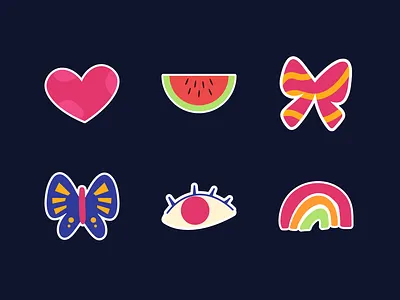 Cute Decorative Sticker Illustrations 💖🌸 canva cute decoration flat floral flower graphic heart icon illustration plan sticker vector