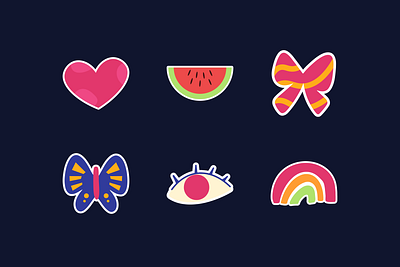 Cute Decorative Sticker Illustrations 💖🌸 canva cute decoration flat floral flower graphic heart icon illustration plan sticker vector