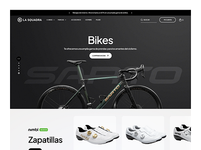 Marketplace app bikes cart clean clothes cycle flat hero homepage layout marketplace nimbl shopping bag ui ux web