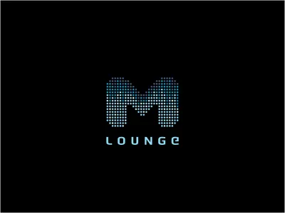M Lounge bar black blue club disco initials logo lounge party signal sound tech