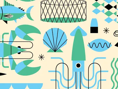Seafood design illustration marine life ocean retro seafood vintage