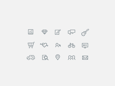 Icon Set 01 bike car envelope family guitar icons info love map shopping cart social ui wealth web design