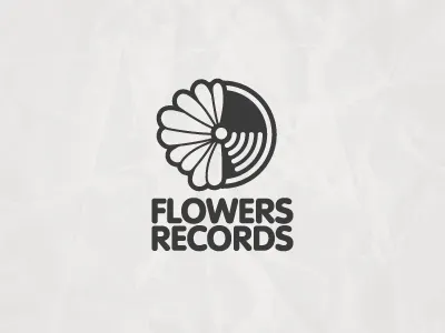 Logo FlowersRecords branding flowers logo record vinyl