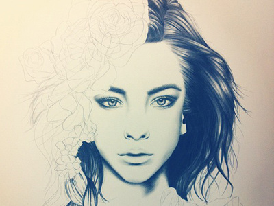 Revival - In progress art braid detail eyes girl graphite hair illustration pencil process progress realism revival