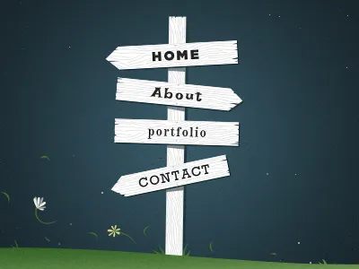 Breaking the mold with navigation? grass illustration sign wood