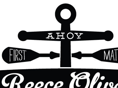 First Mate anchor announcement baby birth display paddle ribbon sans serif script