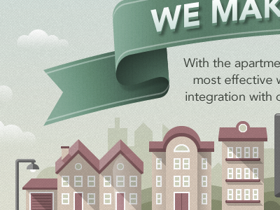 Header 3d buildings green illustration ribbon