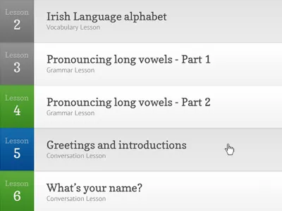 Lesson list blue green grey hover ireland irish list school teach