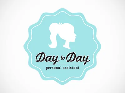 Day To Day Logo badge blue design feminine logo retro round script silhouette tiffanys turquoise