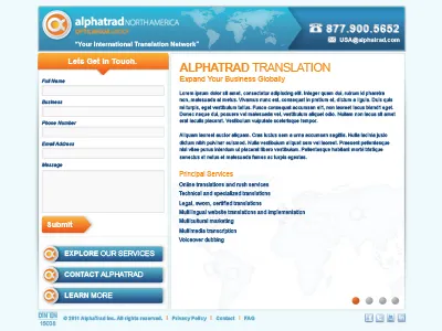 Alphatrad Landing Page communications global idiom design landing page translation web design