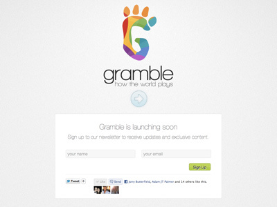 Gramble World Landing Page gramble landing page web design