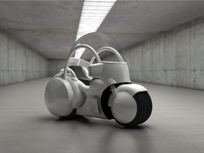 Capsule Corp 3d c4d capsule corp cc global illumination greyscalegorilla light motocycle plastic room white