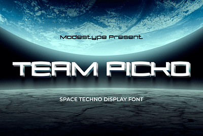 Team Picko – Space Techno Display Font branding design display font font futuristic gaming illustration modern movie poster scifi space techno youtube