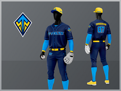 T-Volts Uniform baseball brand design branding identity kit light blue logo logo design navy sports sports branding sports design sports uniform uniform uniform design yellow