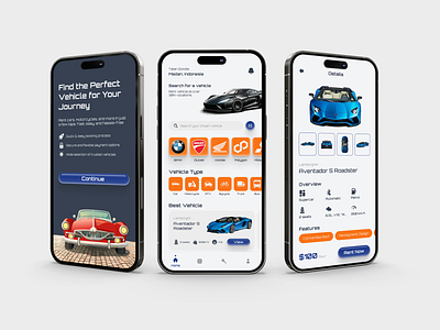 Rentride App animation branding car design details graphic design icon illustration onboarding rent supercar ui vehicle