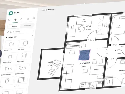 Nestify - Architectural & Interior Drawing [Element] architect architectural dashboard clean dashboard design interior interior dashboard modern ui ux