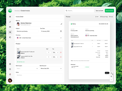 Monny - Invoice Generator Dashboard accounting bill create invoice cupon dashboard discount invoice invoice generator invoice page invoice template invoice website invoicing money payments product product design saas saas dashboard tax ui
