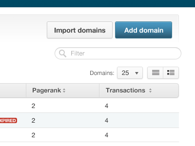 Table Actions button buttons clean filters interface search table ui user interface web app webapp white