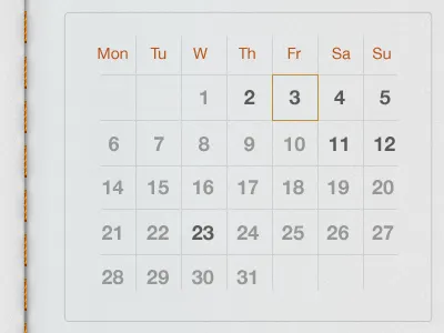 Calendar app calendar interface ios ipad iphone notebook paper texture ui
