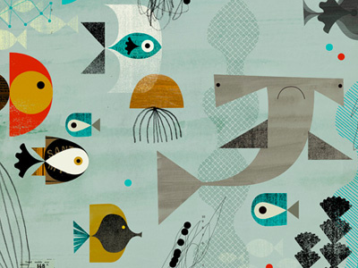 Aquatic illustration shop surface design