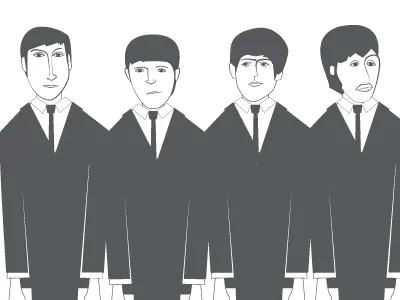 The Beatles black white illustration minimal music the beatles