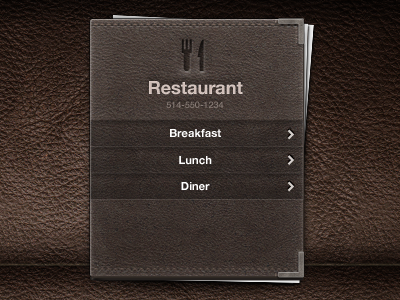 Menu design food leather menu restaurant ui