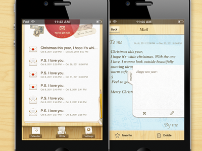 To me By me * Letter sent to future of myself app iphone letter paper ui wood