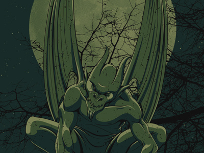 Poster Project 2.3 anonymous ink idea austin texas gargoyle metal poster rich knepprath screen print vector