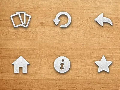 Toolbar icons cards game glyph home icon info iphone refresh restart star toolbar ui undo wood