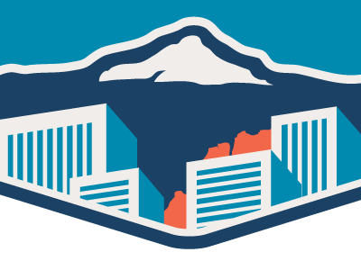 Little London v2 blue city illustration logo mountain