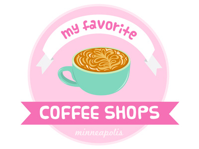 Favorite Coffee Shops banner beverage coffee cup cute drink icon latte pink