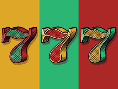 777 colorful design gambling illustration rinker type typography vector vegas