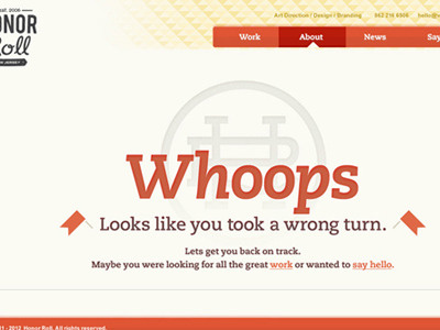 404 Message 404 branding digital error red text ui ux wrong turn yellow