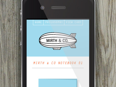 Mirth & Co Mobile blue mobile responsive shop web design