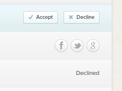 Various table row states accept button decline icon social table