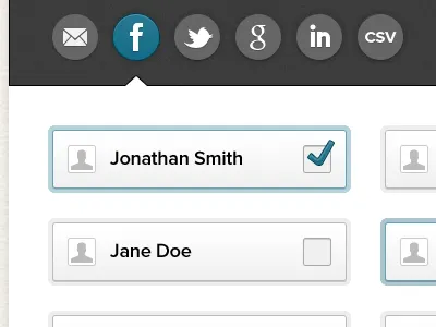 Social contact selector contact csv email facebook google icon linkedin social social media twitter