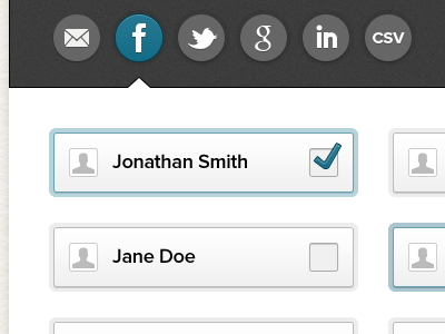 Social contact selector contact csv email facebook google icon linkedin social social media twitter