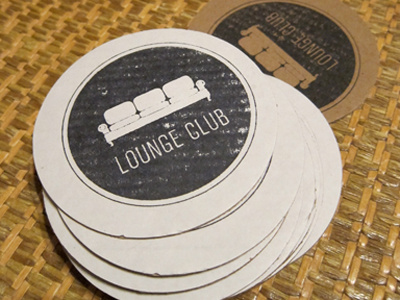 Lounge Club coasters coasters couch logo stamps