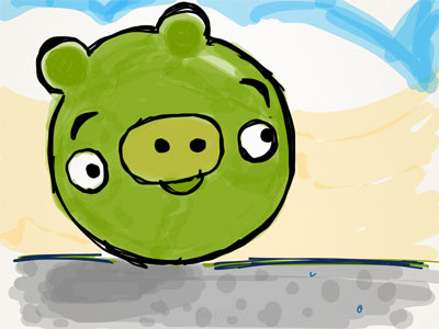 Green pig angry birds bamboo ipad jot pro pig stylus wacom