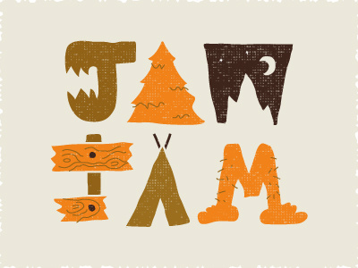 JJ2 camp custom type hairy type logo nature wood