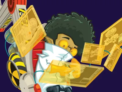 Mad Science Character character gadgets illustration science tech vector wolf em