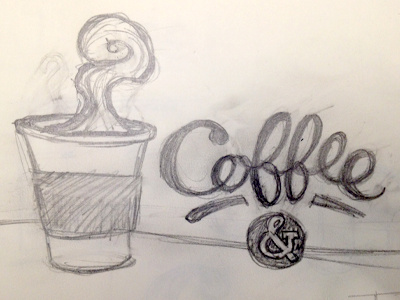 Coffee doodle illustration sketch typography