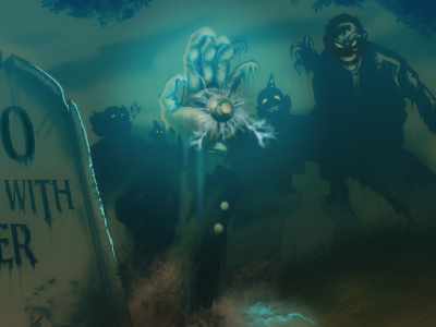 Clown Graveyard cartoon cemetery clown comic graveyard illustration painting zombie