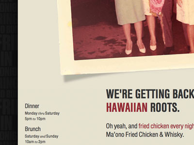 Landing Page hawaii restaurant website