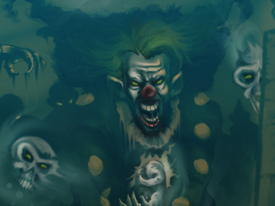 Juggling Zombie Clown cartoon clown comic illustration juggling pencils sketch zombie