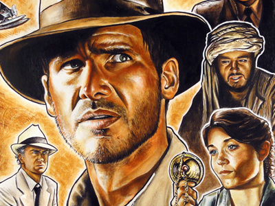 Raiders of the Lost Ark illustration indiana jones painting raiders of the lost ark